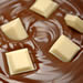 White chocolate chunks and melted dark chocolate